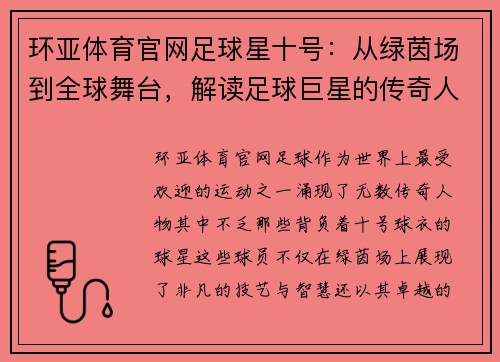 环亚体育官网足球星十号：从绿茵场到全球舞台，解读足球巨星的传奇人生与非凡成就 - 副本